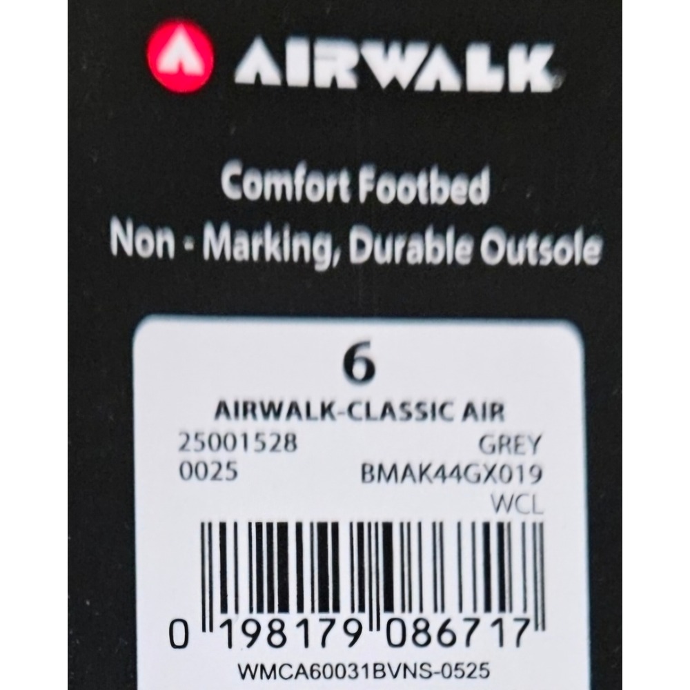 Airwalk Classic Air Grey Skate Shoes Sneakers Low Top Youth Size 6 Y2K Retro New - Picture 8 of 8